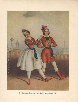 Vintage Dance Print Carlotta Grisi and Jules Perrot in La Polka 1938